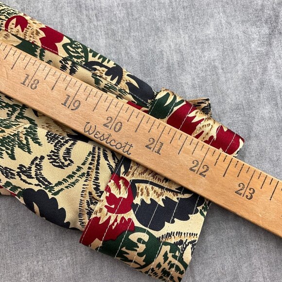 Harve Benard Blouse Women 6‎ Tan Red Leaf Floral Retro Secretary Liquid Silk 80s - Picture 7 of 11